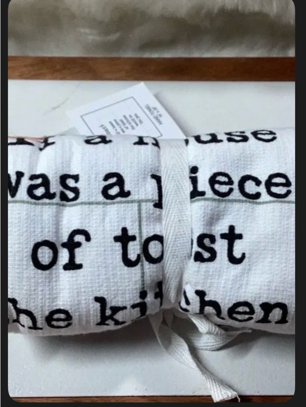 Primitives by Kathy White Kitchen Towel with Black Script